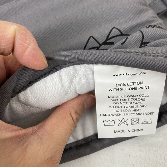 1 Pair Gray Cotton Long Silicone Paw print Cat Oven Mitts Cat Lovers gift Choice - Picture 9 of 15